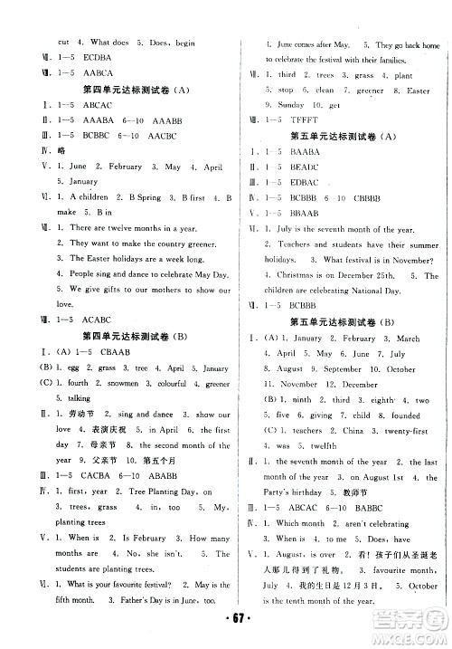 2020全程考评一卷通英语六年级上册RJ精通版答案