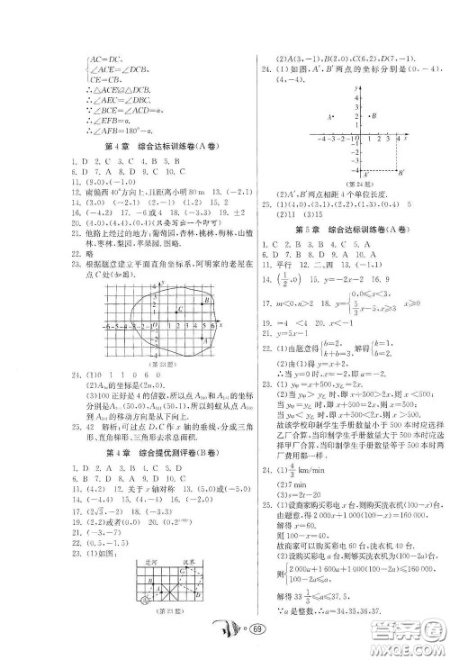 江苏人民出版社2020提优名卷八年级数学上册ZJJY版答案