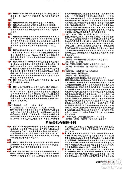 黑龙江教育出版社2021新版阳光计划初中同步生物八年级全一册R人教版答案