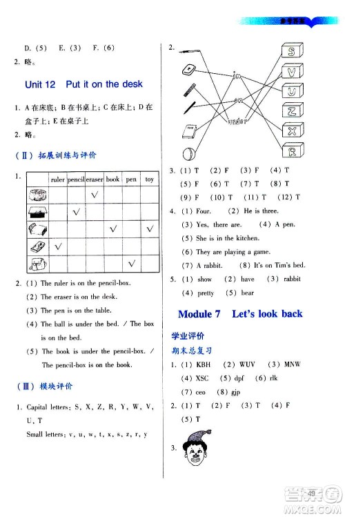 广州出版社2020阳光学业评价英语三年级上册教科版答案