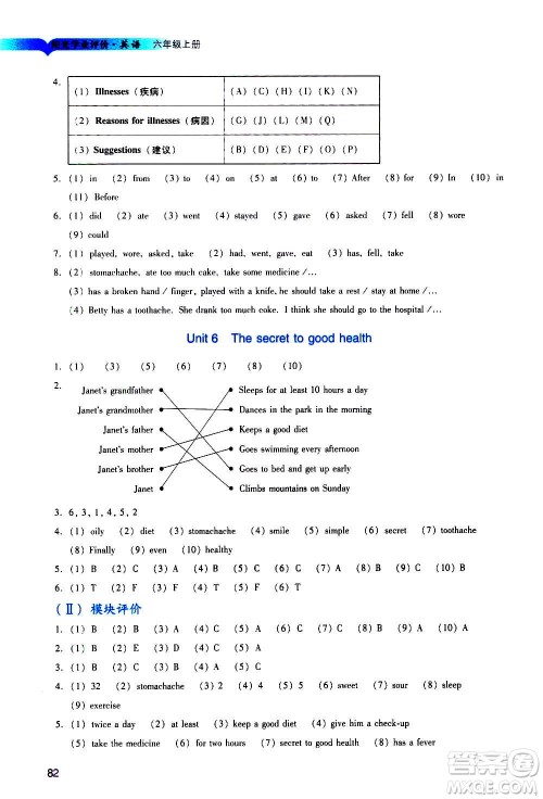 广州出版社2020阳光学业评价英语六年级上册教科版答案