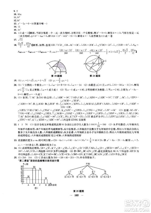 2020版金钥匙冲刺名校大试卷九年级上册数学国标江苏版答案