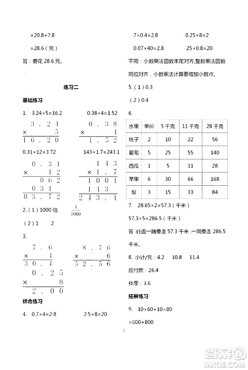 宁夏人民教育出版社2020学习之友数学五年级上册人教版答案