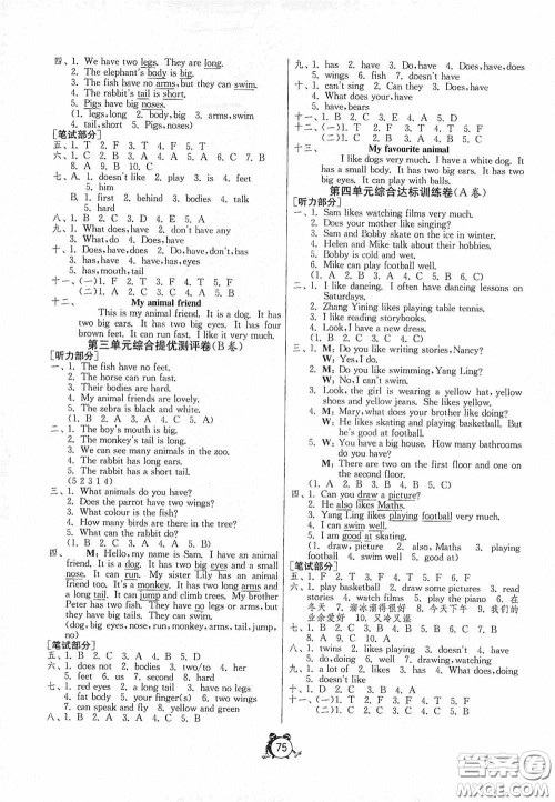 江苏人民出版社2020提优名卷五年级英语上册译林版答案