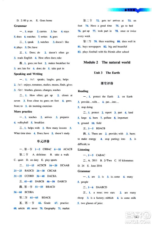 广州出版社2020阳光学业评价英语七年级上册沪教版答案