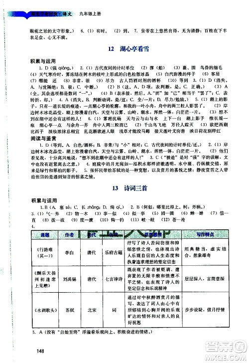 广州出版社2020阳光学业评价语文九年级上册人教版答案 广州出版社2020阳光学业评价语文九年级上册人教版答案