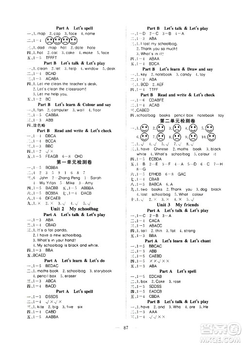 湖北科学技术出版社2020年351高效课堂导学案四年级上册英语PEP人教版答案