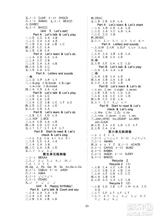 湖北科学技术出版社2020年351高效课堂导学案三年级上册英语PEP人教版答案