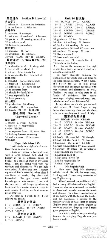 新疆文化出版社2020年351高效课堂导学案九年级全一册英语人教版答案