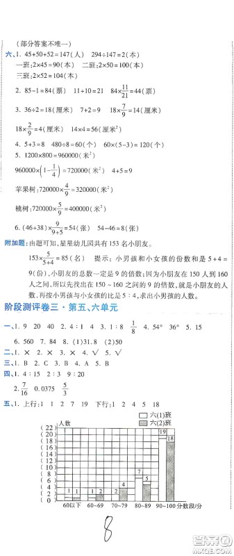 开明出版社2020期末100分冲刺卷六年级数学上册北师大版答案