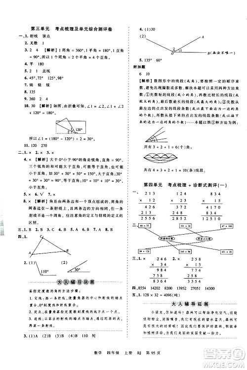 江西人民出版社2020秋王朝霞考点梳理时习卷数学四年级上册RJ人教版答案 江西人民出版社2020秋王朝霞考点梳理时习卷数学四年级上册RJ人教版答案