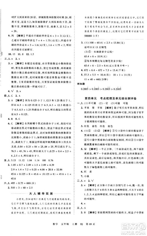 江西人民出版社2020秋王朝霞考点梳理时习卷数学五年级上册RJ人教版答案 江西人民出版社2020秋王朝霞考点梳理时习卷数学五年级上册RJ人教版答案