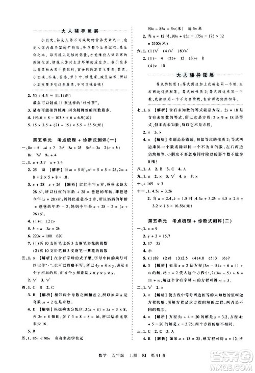 江西人民出版社2020秋王朝霞考点梳理时习卷数学五年级上册RJ人教版答案 江西人民出版社2020秋王朝霞考点梳理时习卷数学五年级上册RJ人教版答案