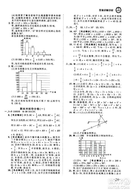 江西人民出版社2020秋王朝霞考点梳理时习卷数学七年级上册BS北师版答案