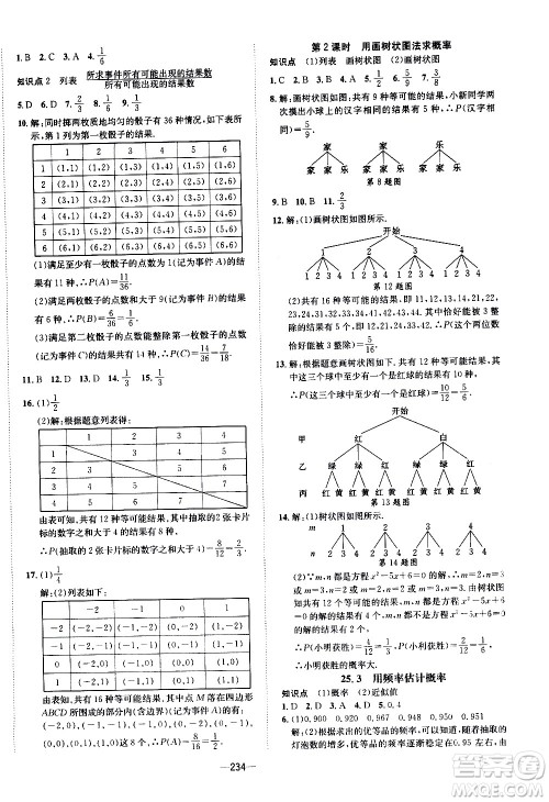 南方出版社2020初中1课3练课堂学练考数学九年级全一册RJ人教版答案