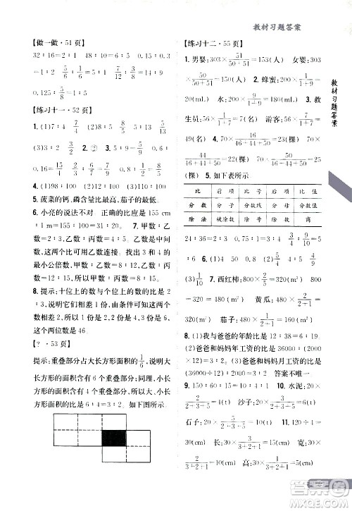 吉林人民出版社2020小学教材完全解读六年级数学上册新课标人教版答案