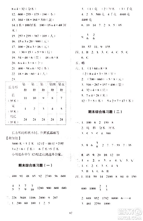 2020一课三练单元测试数学三年级上册人教版答案