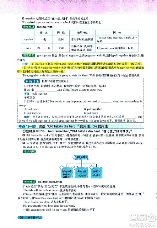 吉林人民出版社2020新教材完全解读英语八年级上册人教版答案