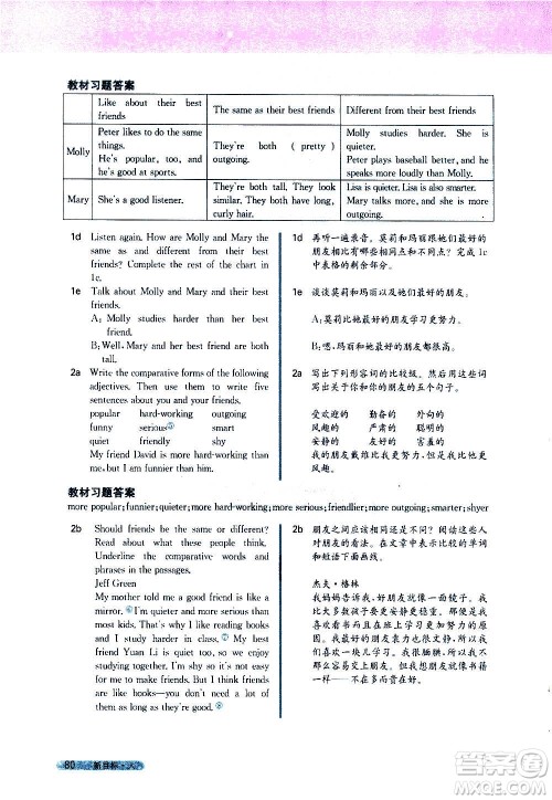 吉林人民出版社2020新教材完全解读英语八年级上册人教版答案