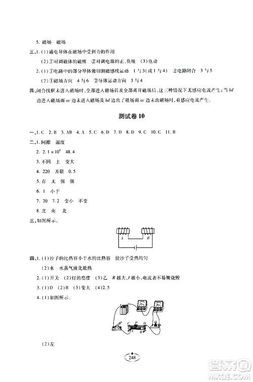 河北少年儿童出版社2020世超金典作业物理九年级全一册人教版答案