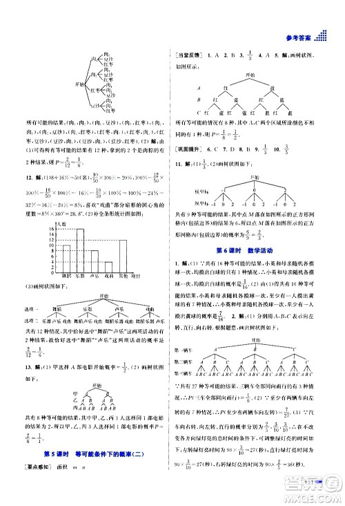 江苏凤凰美术出版社2020创新课时作业数学九年级上册新课标江苏版答案