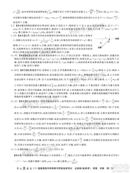 2021届百校联盟12月联考全国卷新高考物理试题及答案 2021届百校联盟12月联考全国卷新高考物理试题及答案