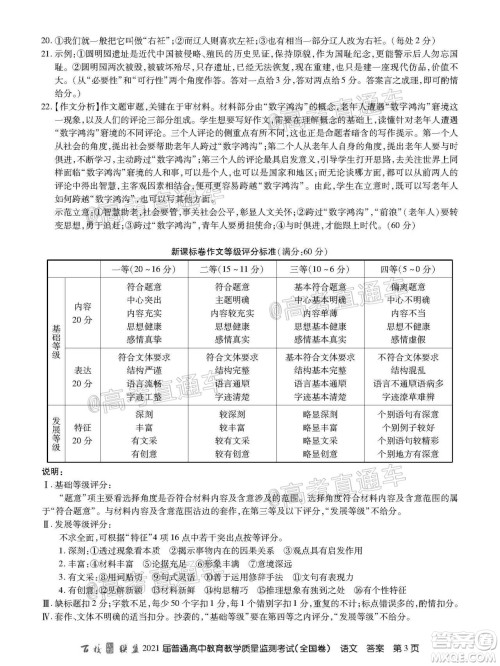 2021届百校联盟12月联考全国卷语文试题及答案