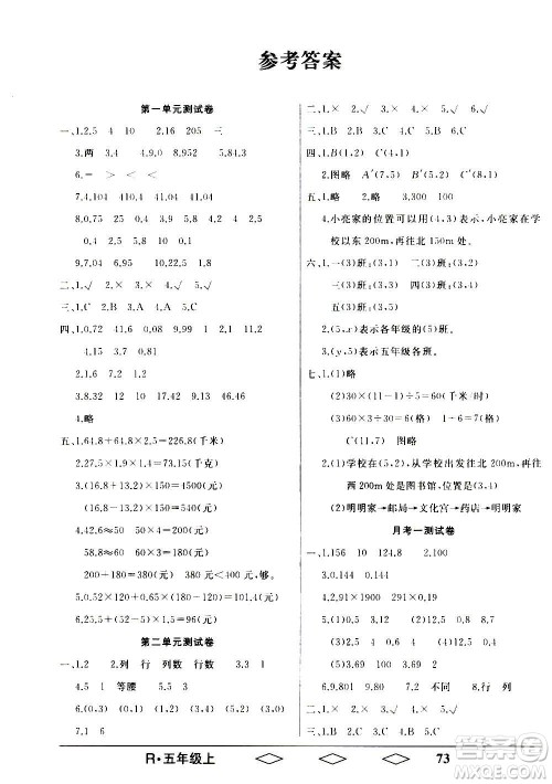 黑龙江美术出版社2020全优生单元与期末数学五年级上册R人教版答案 黑龙江美术出版社2020全优生单元与期末数学五年级上册R人教版答案