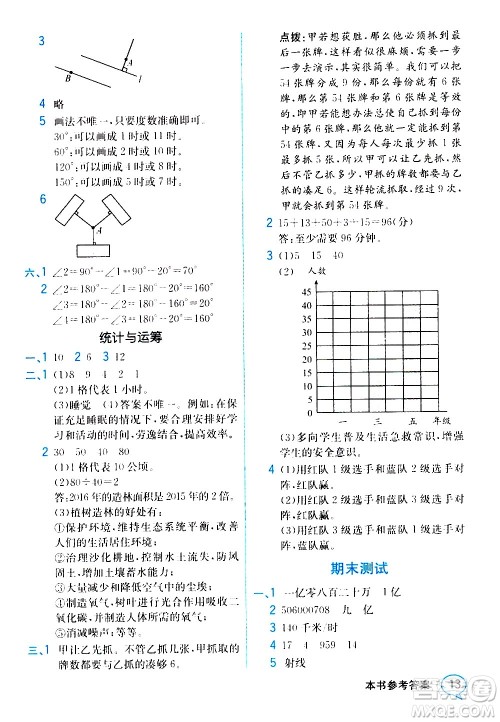 人民教育出版社2020教材解读数学四年级上册人教版答案