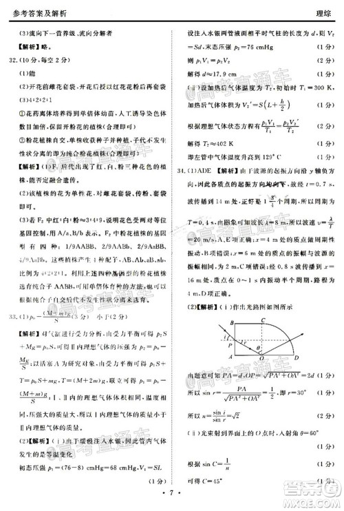2021届天府名校12月高三诊断性考试理科综合试题及答案