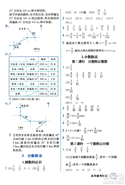 人民教育出版社2020教材解读数学六年级上册人教版答案