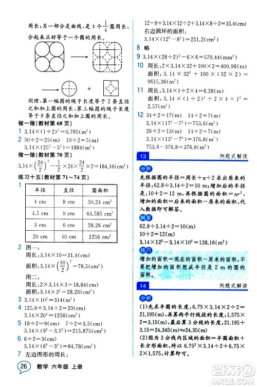 人民教育出版社2020教材解读数学六年级上册人教版答案