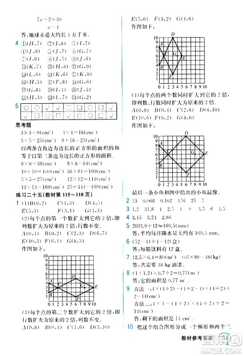 人民教育出版社2020教材解读数学五年级上册人教版答案