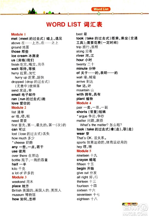 现代教育出版社2020教材解读英语三年级起点五年级上册WY外研版答案