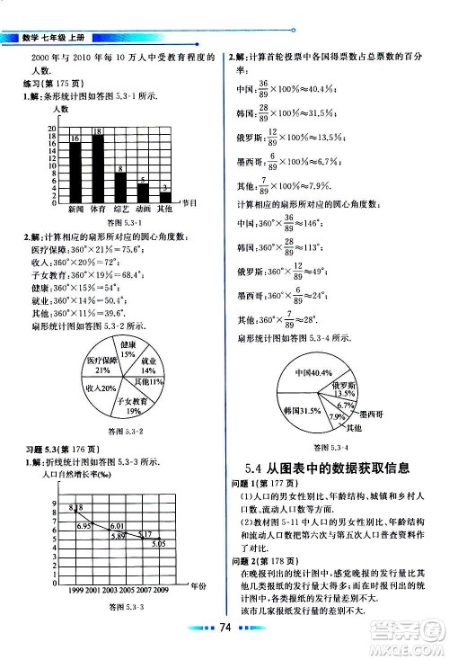 2020年教材解读数学七年级上册HK沪科版参考答案