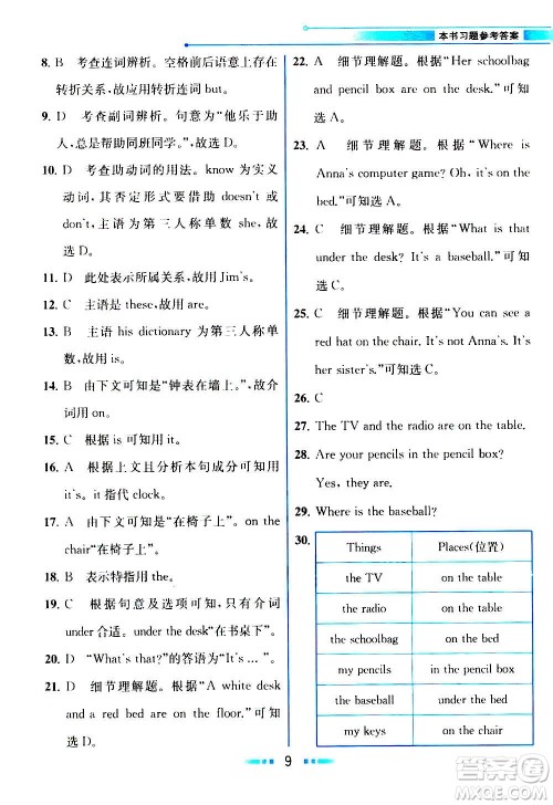 人民教育出版社2020教材解读英语七年级上册人教版答案