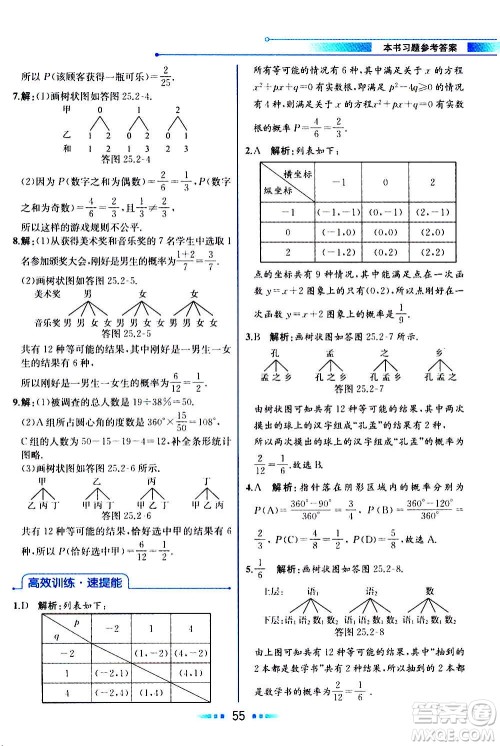 人民教育出版社2020教材解读数学九年级上册人教版答案