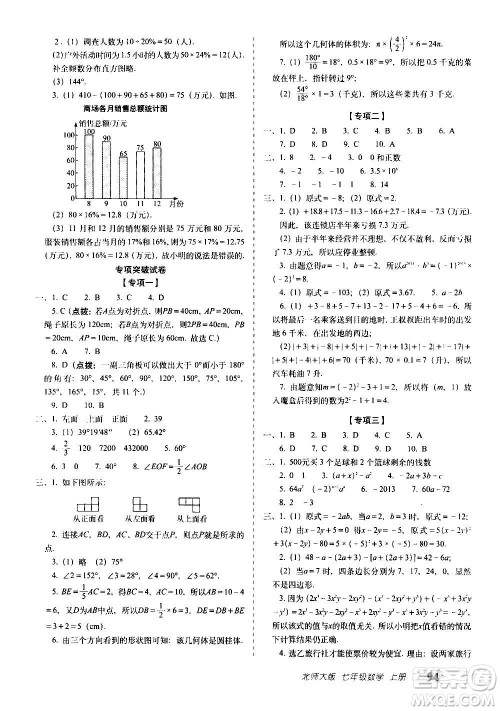 2020秋聚能闯关100分期末复习冲刺卷七年级上册数学北师大版答案 2020秋聚能闯关100分期末复习冲刺卷七年级上册数学北师大版答案