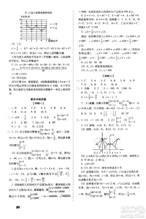 2020秋聚能闯关100分期末复习冲刺卷八年级上册数学北师大版答案 2020秋聚能闯关100分期末复习冲刺卷八年级上册数学北师大版答案