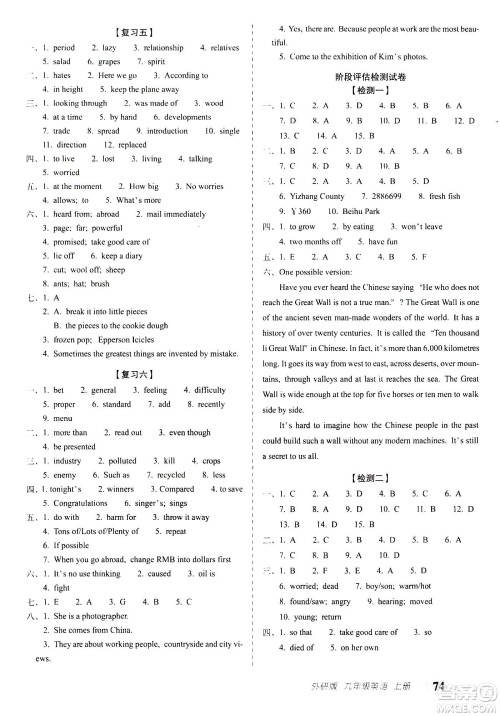 2020秋聚能闯关100分期末复习冲刺卷九年级上册英语外研版答案 2020秋聚能闯关100分期末复习冲刺卷九年级上册英语外研版答案
