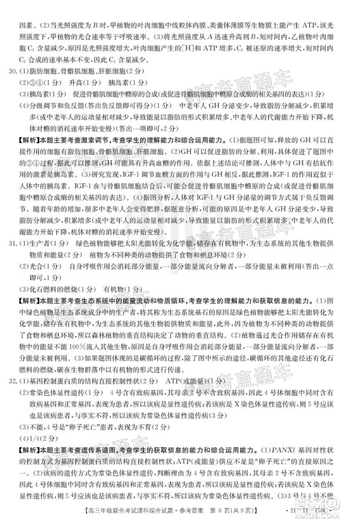 2021届贵州金太阳高三12月联考理科综合试题及答案 2021届贵州金太阳高三12月联考理科综合试题及答案