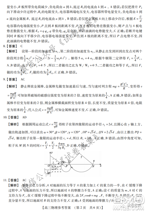 非凡吉创2020-2021学年高三年级12月大联考物理答案