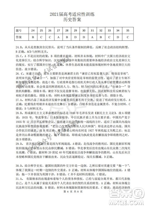 2021届卓越联盟12月高考适应性训练高三文科综合试题及答案 2021届卓越联盟12月高考适应性训练高三文科综合试题及答案