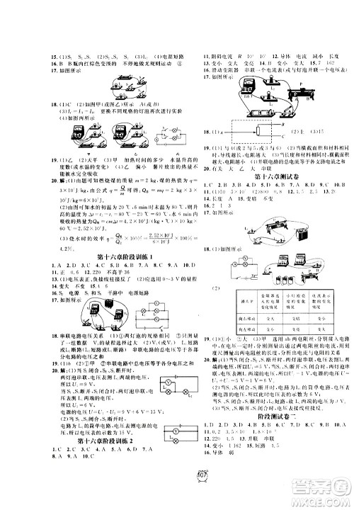 2020过关冲刺100分物理九年级上册R人教版答案