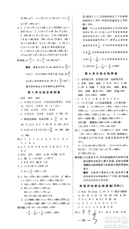 ​2020名师优题小学系列卷数学六年级上册RJ人教版答案