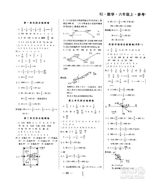 ​2020名师优题小学系列卷数学六年级上册RJ人教版答案