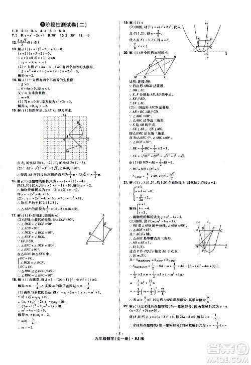 2020魔力一卷通数学九年级全一册RJ人教版答案