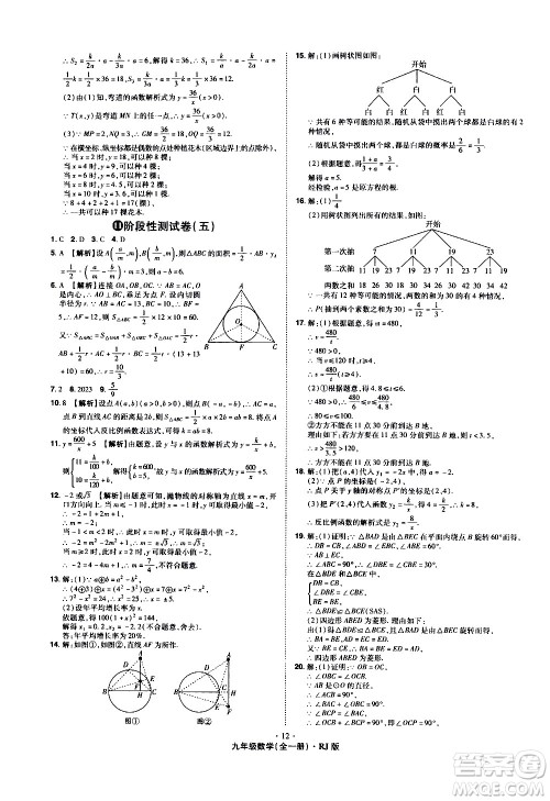 2020魔力一卷通数学九年级全一册RJ人教版答案