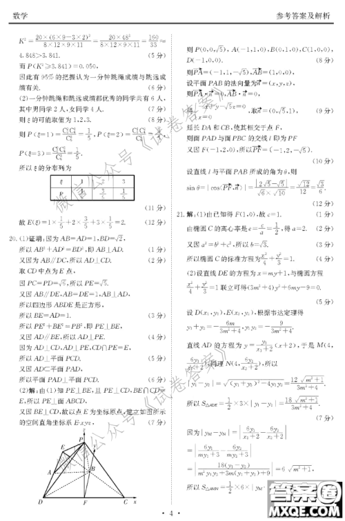2021届广东省百越名校联盟普通高中学业质量检测数学试题及答案