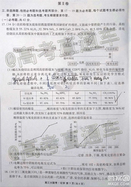 2021届广东省百越名校联盟普通高中学业质量检测化学试题及答案